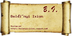 Belányi Ixion névjegykártya